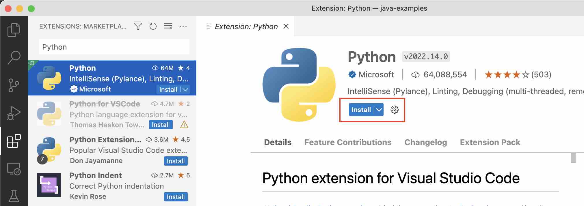 Install Python Extenstion on VS Code